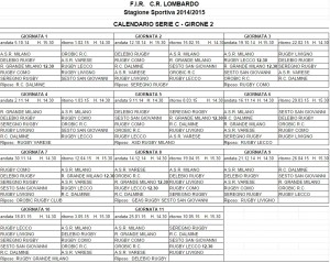 rugby calendario serie c regionale girone 2