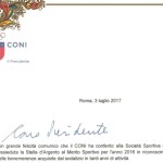 Pallamano Cassano riceve la Stella d’Argento dal CONI
