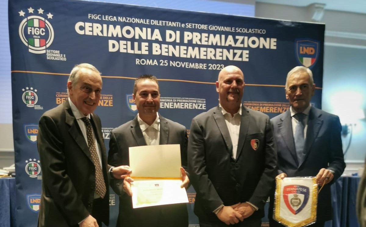 50 anni di Ternatese. Rossoblù premiati a Roma, Bognolo: “Un orgoglio per tutti noi”