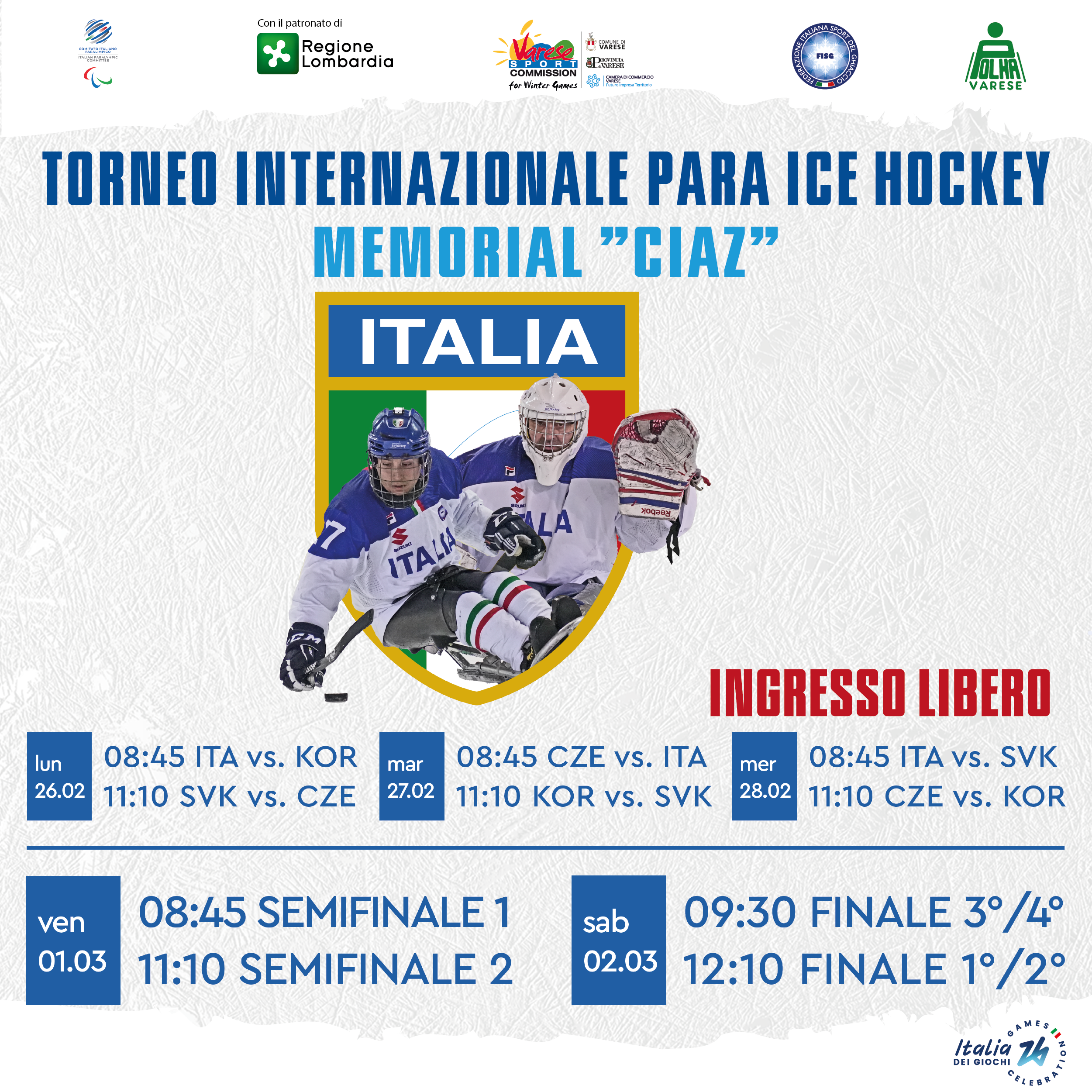 A Varese arriva il Torneo Internazionale di Para Ice Hockey “Memorial Ciaz”
