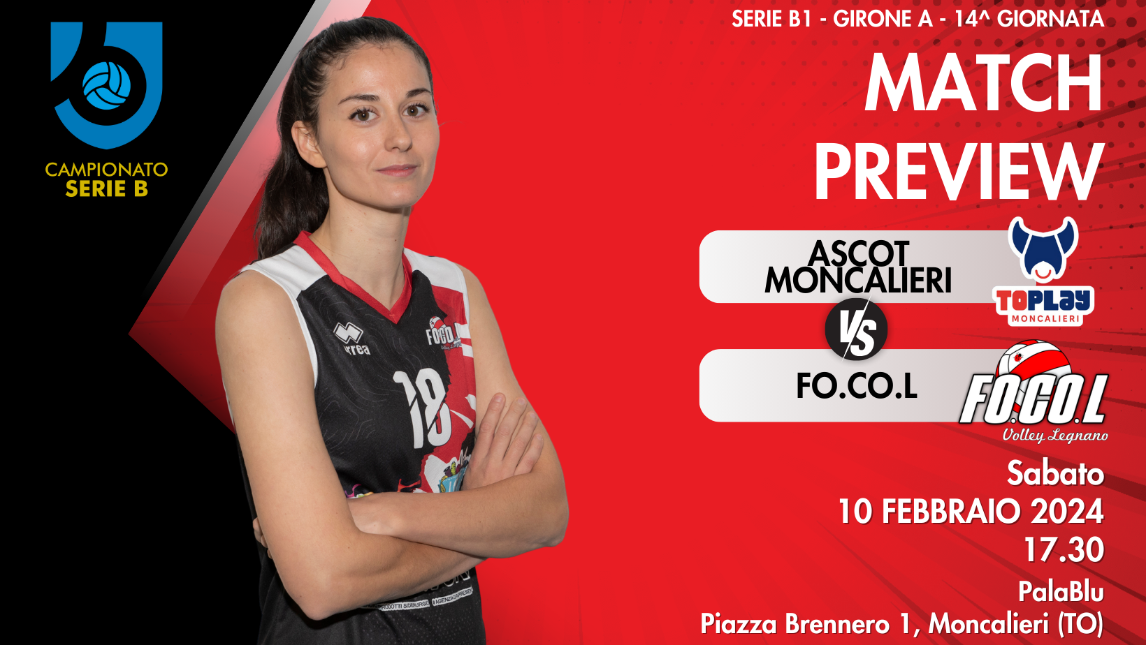 Riparte la Serie B: FoCoL a Moncalieri per la 1^ di ritorno