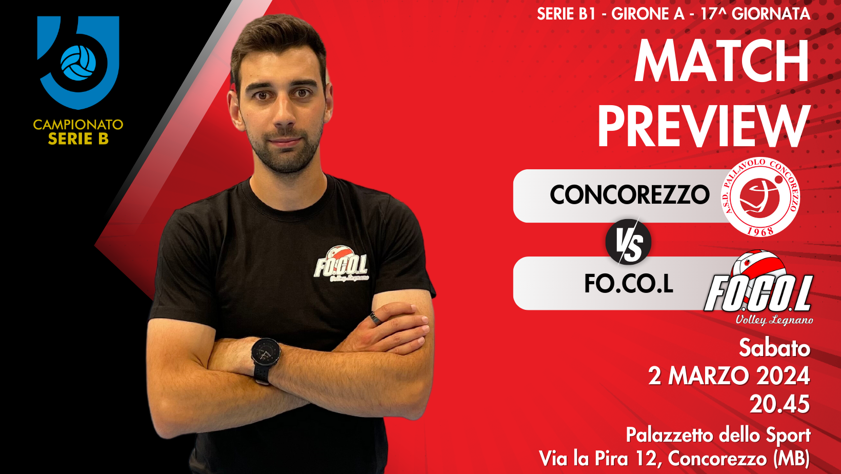 La Focol Legnano rincorre la vetta: big match contro Concorezzo, Garrera: “Testa e cuore”