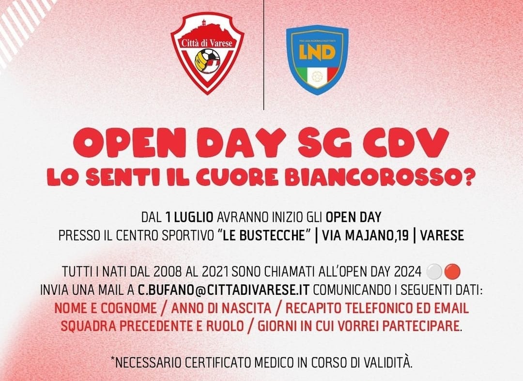 Voglia di Varese, al via gli Open Day. Foghinazzi: “Alle Bustecche per costruire il futuro dei ragazzi e il nostro”