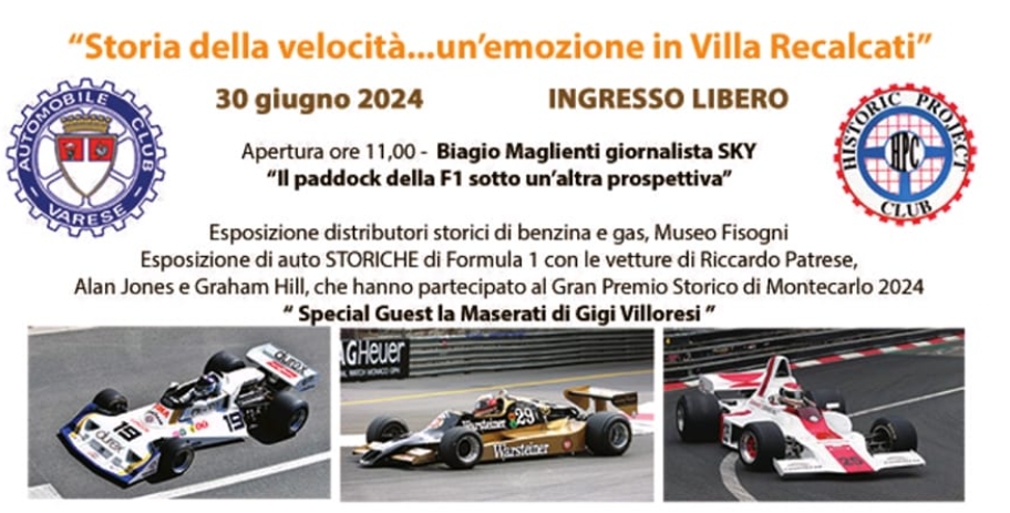 La F1 a Varese: appuntamento con la storia della velocità a Villa Recalcati