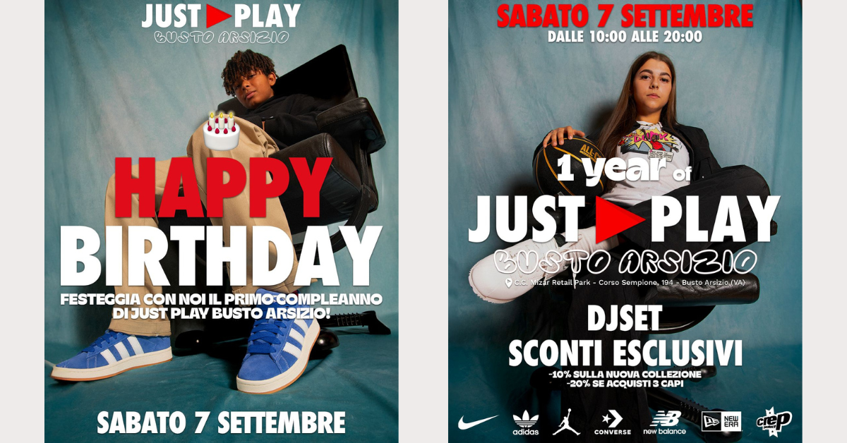 Sconti esclusivi e DJ Set per festeggiare il compleanno di Just Play