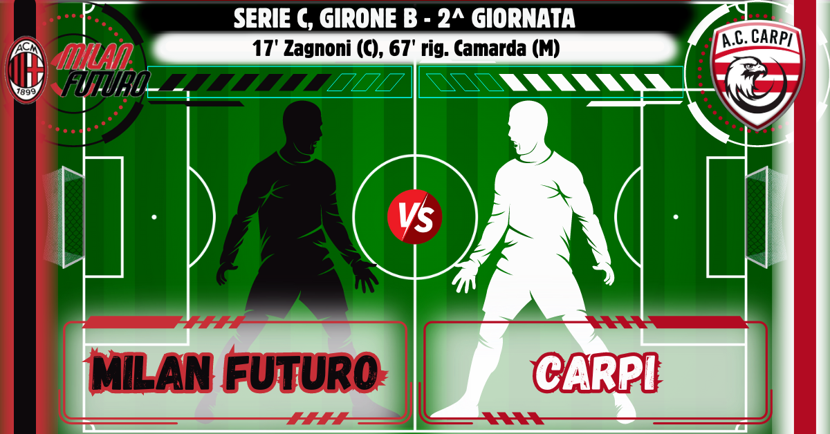 Carmarda regala al Milan Futuro il primo punto in Serie C: 1-1 con il Carpi