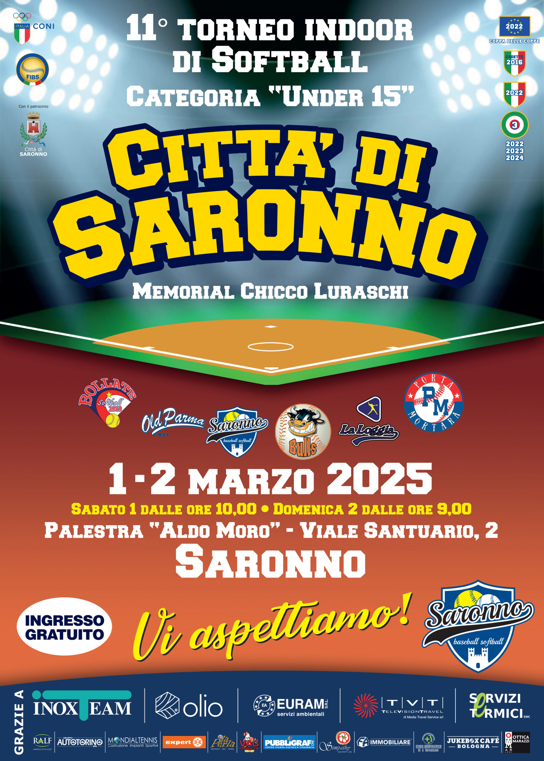 Torneo indoor “Città di Saronno – Memorial Chicco Luraschi”: weekend di softball giovanile