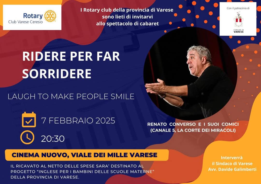Rotary Club Varese Ceresio presenta l’evento “Ridere per far sorridere”