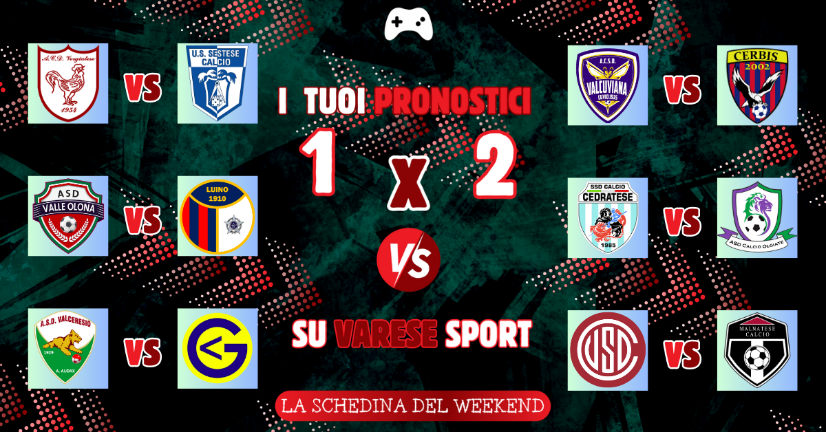 I tuoi pronostici – La Cedratese allunga, sorpasso Malnatese. Vittorie salvezza per Valcuviana e Luino