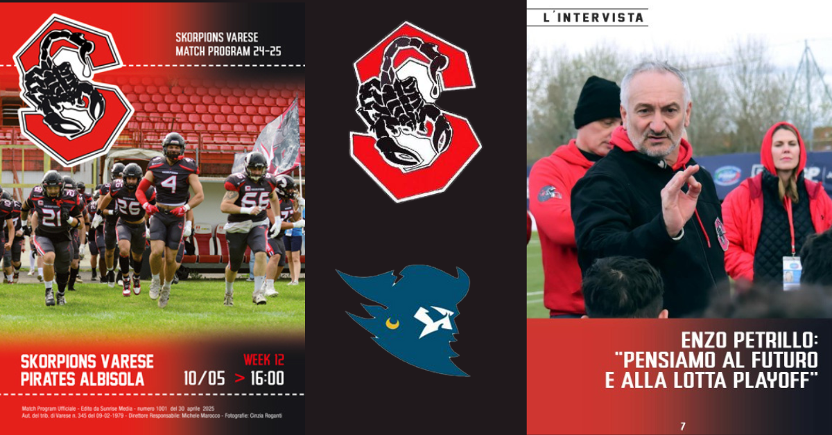 Sfoglia in anteprima il Match Program di Skorpions Varese – Pirates Albisola. Petrillo: “Squadra in crescita”