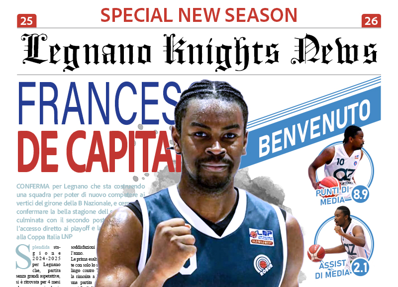 Colpo Knights, arriva Francesco De Capitani: “Nessun dubbio”. Basilico: “Atletismo ed esperienza”