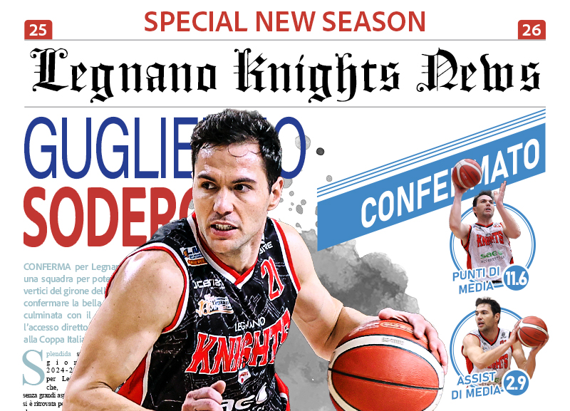 Sodero sarà ancora un punto fermo dei Knights, Basilico: “Una delle migliori guardie del campionato”