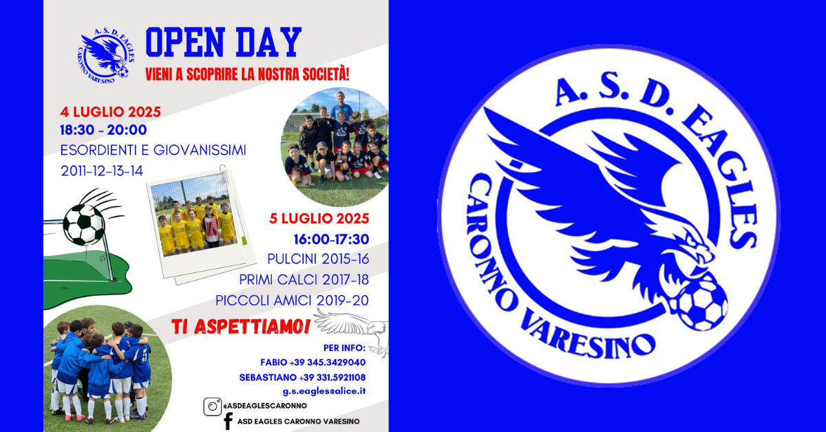 Gli Eagles Caronno decollano con gli Open Day. Mazzetti: “Lavoro e positività pagano sempre”