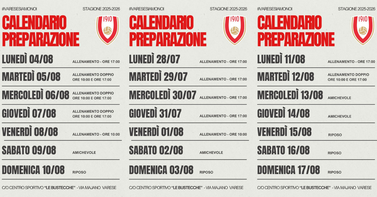 Calendario Preparazione Varese (1)