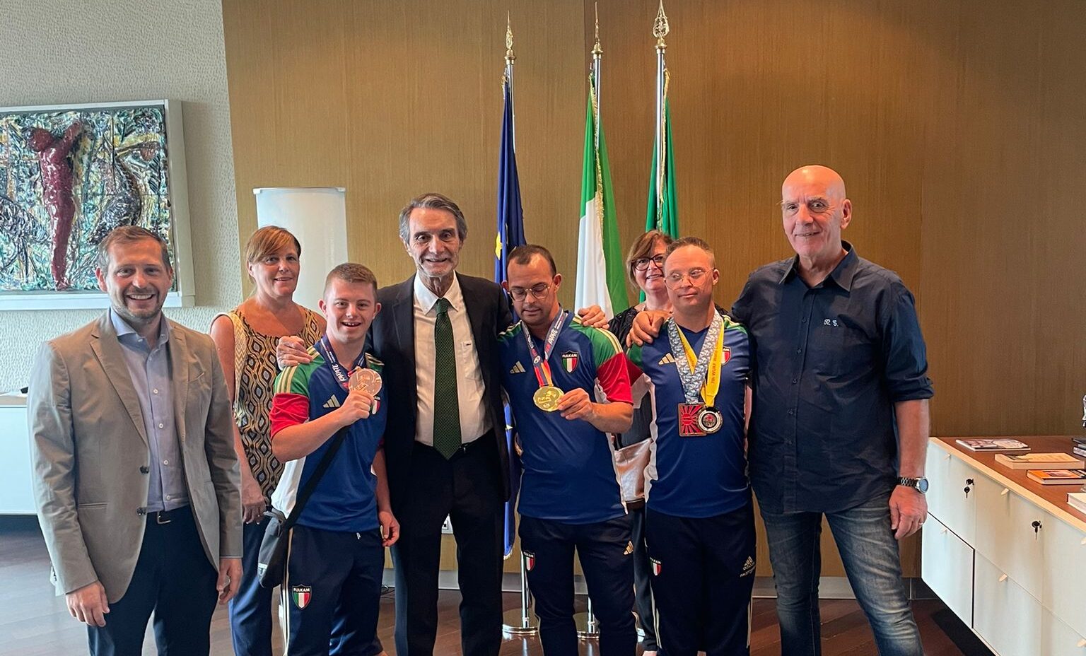 Ckoss Polihandy, tre atleti ricevuti dal Presidente di Regione Lombardi Attilio Fontana. Gaido: “Evento storico”
