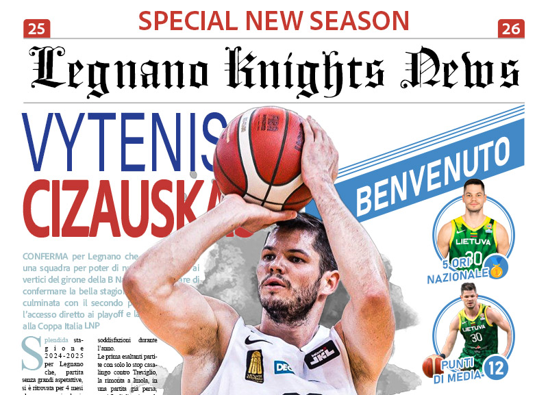 Knights, colpo da Serie A: firma Vytenis Cizauskas. Basilico: “Giocatore di livello assoluto”