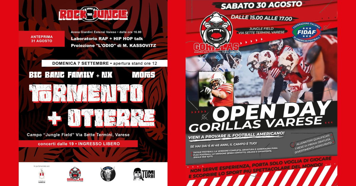 Il 30 agosto in campo al Jungle Field: open day da non perdere in casa Gorillas Varese