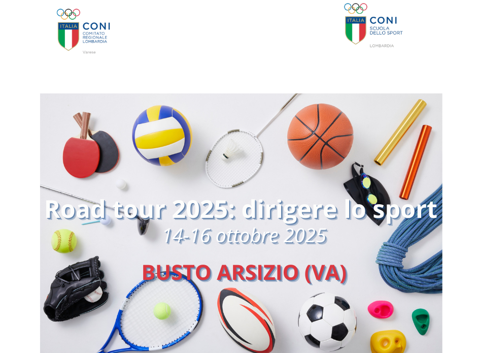 “Road Tour 2025 – Dirigere lo sport”: tre serate di formazione CONI per i dirigenti sportivi a Busto