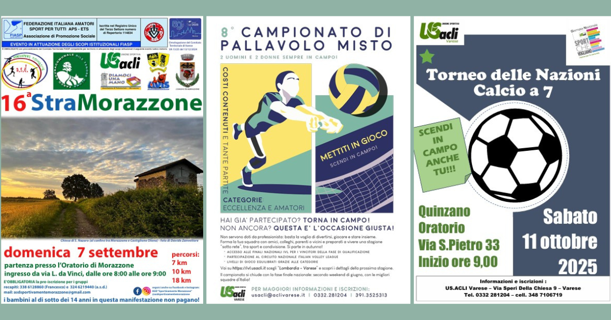 L’US ACLI Varese scende in campo: podismo, volley e calcio per abbracciare la nuova stagione