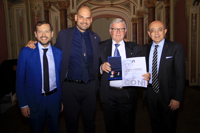 Emanuele Monti (cons. Regione Lombardia), Marco Riva (Coni Lombardia), Mario Minervino, Salvatore Rosario Pasquariello (prefetto Varese) - foto Ossola