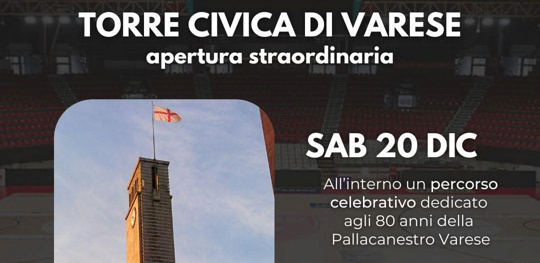 Pallacanestro Varese e i suoi 80 anni di leggenda: si celebra la storia con l’apertura della Torre Civica