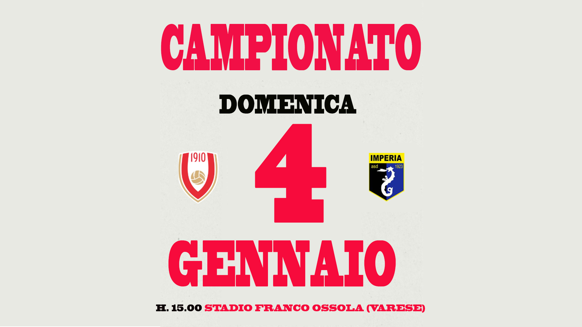 Il 4 gennaio Varese-Imperia spostata alle ore 15