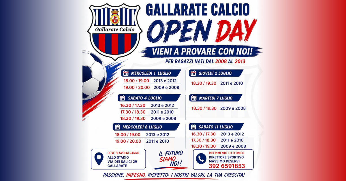 Il Gallarate Calcio apre le sue porte: al via gli Open Day con la voglia di crescere insieme