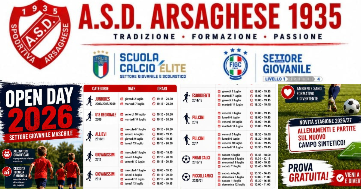 Arsaghese, al via gli Open Day estivi. Cosenza: “Stiamo costruendo un progetto solido per il domani”