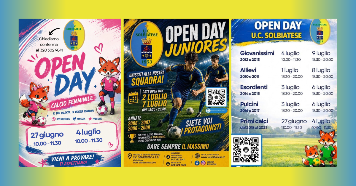 L’UC Solbiatese riparte dalla Terza Categoria e da un ricco programma di Open Day