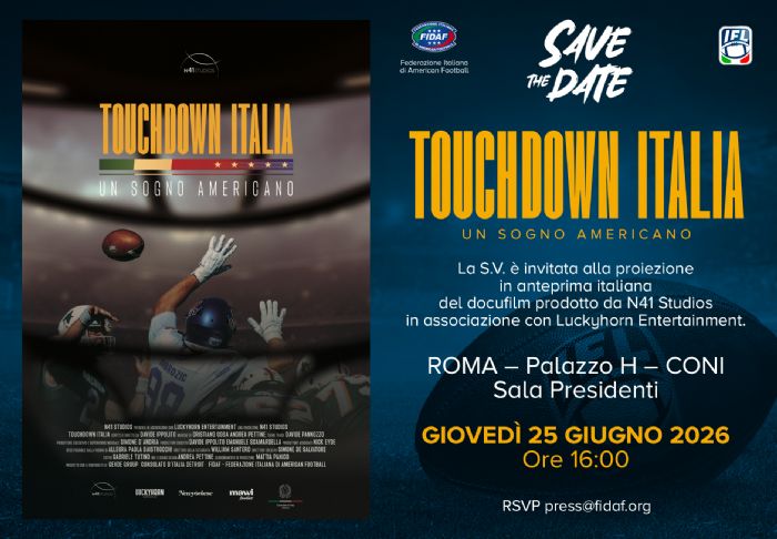 “Touchdown Italia”, il football azzurro rivive il sogno americano: anteprima al CONI