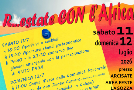 “R…estate con l’Africa”: ad Arcisate due giorni di festa, musica e solidarietà per la Sierra Leone