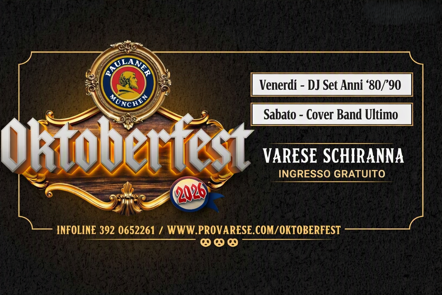 Oktoberfest Varese alla Schiranna: gran finale tra musica, piatti bavaresi e la cover band Ultimo